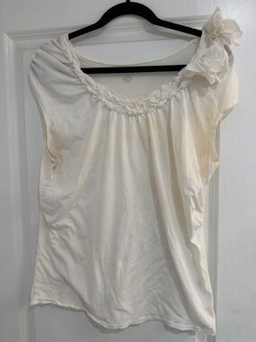 Joe Fresh Cream One-Shoulder Ruffle Blouse